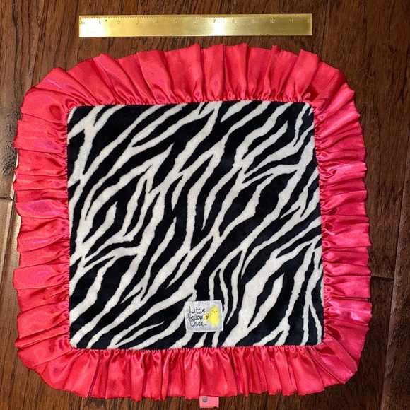 Little Yellow Chick pink zebra soft lovey blanket - Picture 1 of 14